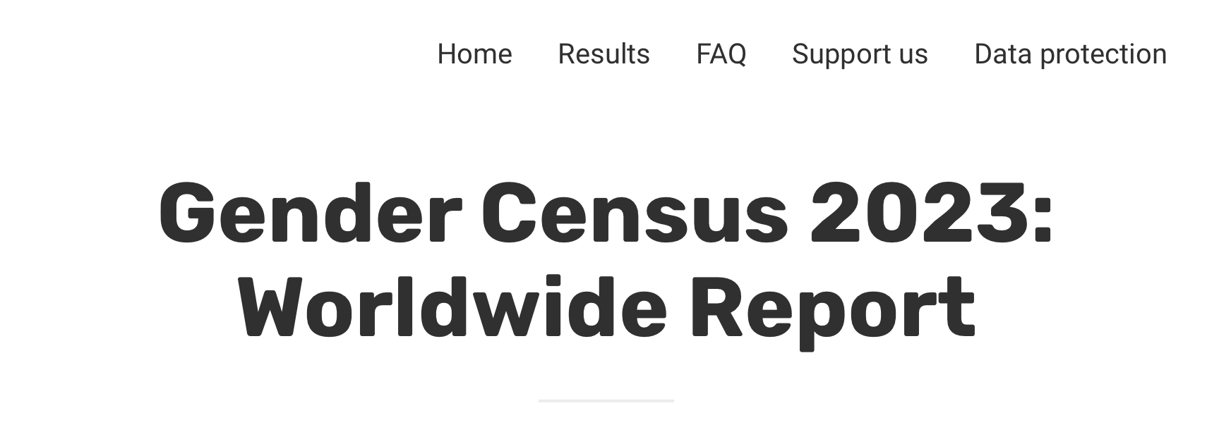 A screenshot of part of the Gender Census reports page, showing the header bar and a title that reads 'Gender Census 2023 Worldwide Report'